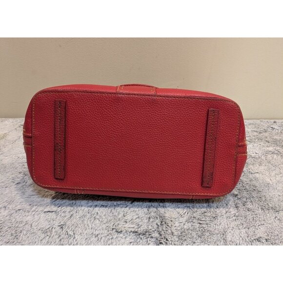 M.C. Satchel Double Top Handles Handbag Pebbled Red Vegan Leather Heart Charm - Picture 7 of 15